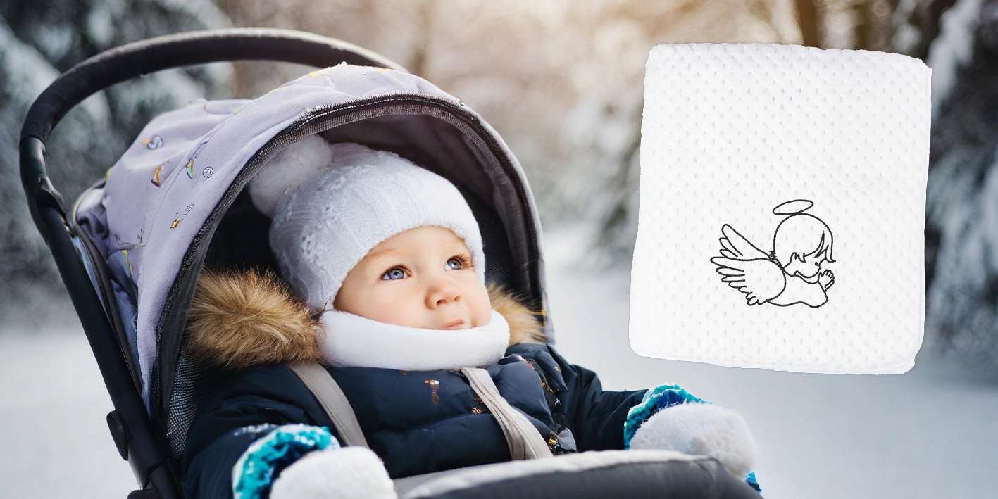 Koc do chrztu + personalizowany haft IMIĘ i DATA Długość 90 cm