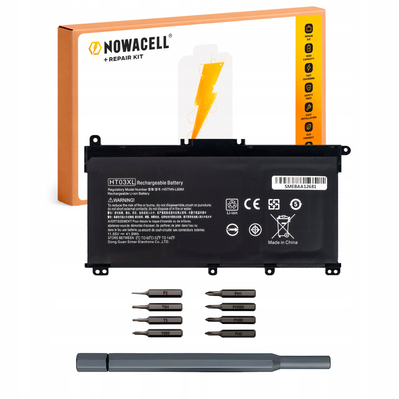 Bateria HT03XL HSTNN-LB8M 42Wh 11,55V 3600mAh do Hp 14 15 17 x360 Envy