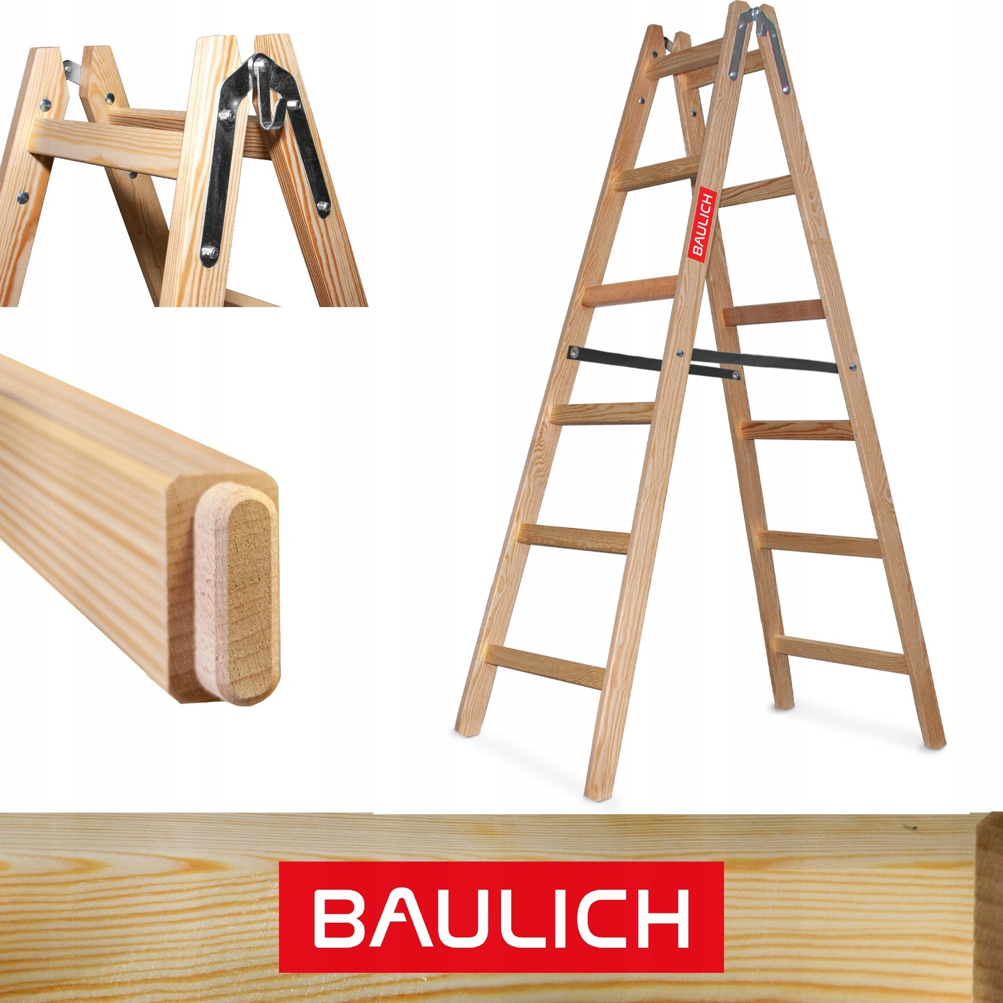 Drevený rebrík 2x6 maliarsky obojstranný rozkladací Baulich