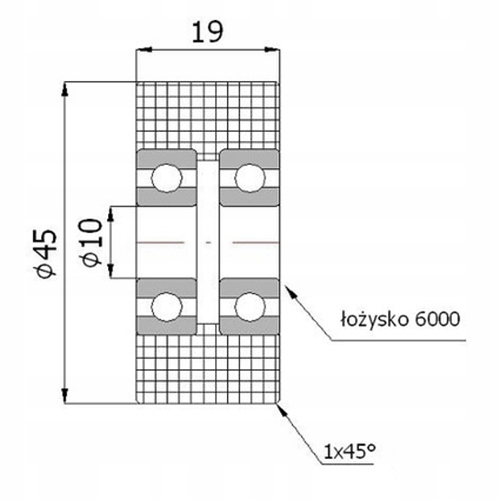 ROLKA TWORZYWOWA fi.45 mm UŁOŻYSKOWANA Marka inny