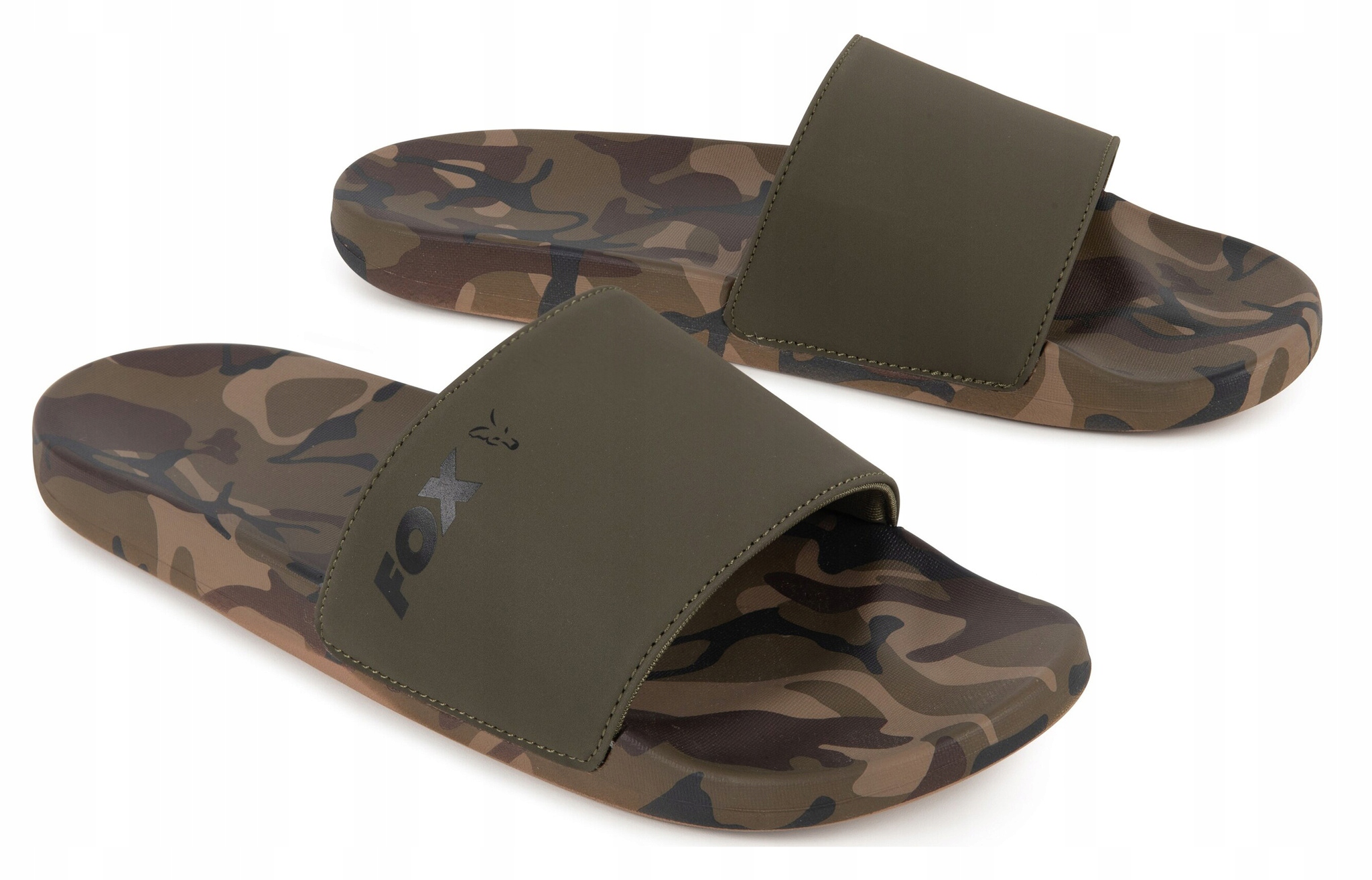Komfortowe Lekkie Klapki Fox Khaki Camo SLIDERS-43
