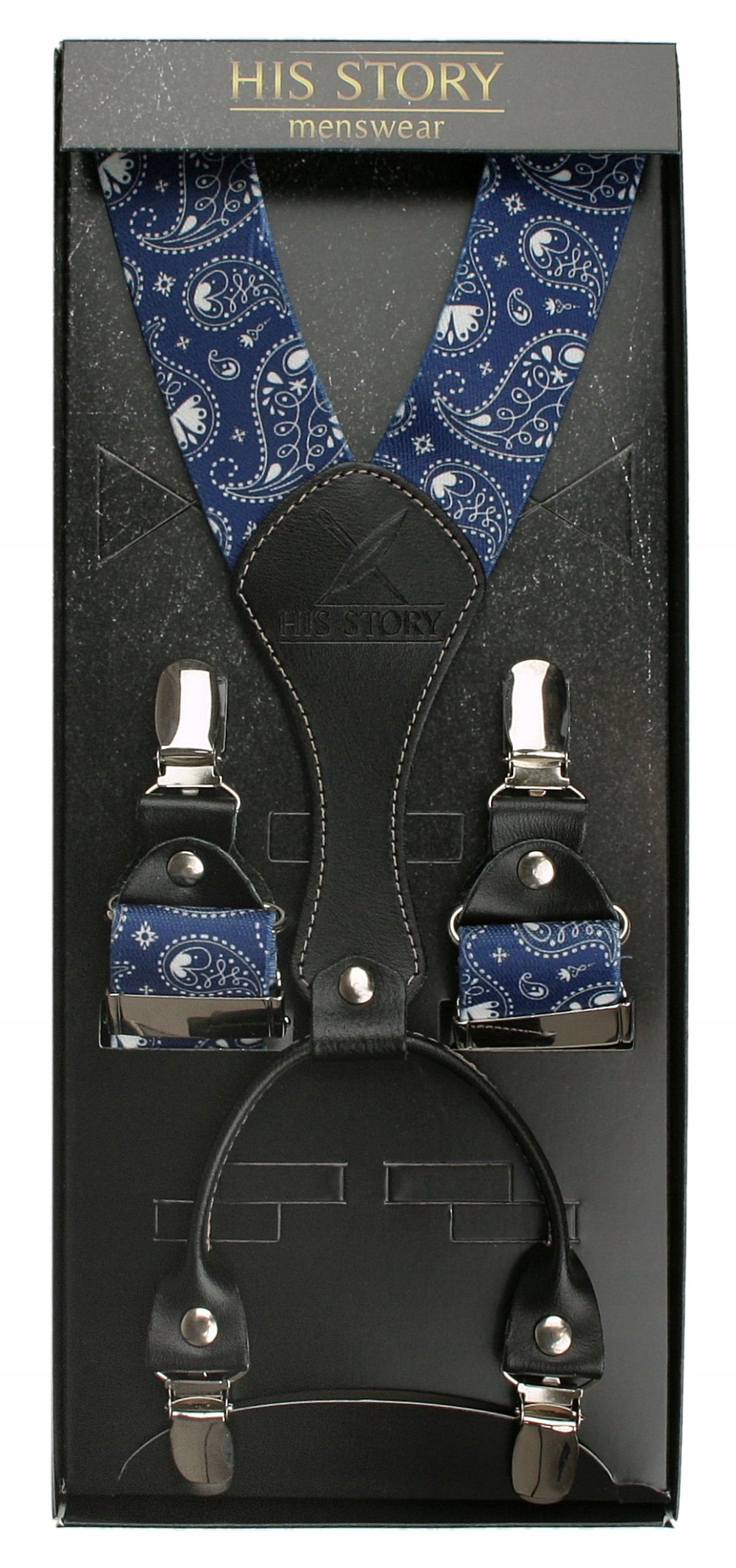 Szelki Męskie HIS STORY- Ciemnoniebieskie, Paisley