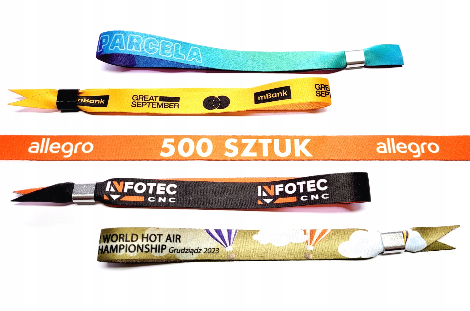 Opaski na rękę materiałowe KONCERTOWE z nadrukiem FULL COLOR