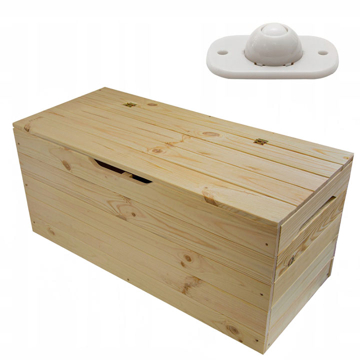 Prostorná dřevěná zahradní truhla 75x33x34 cm 88L Kufr Zahrada Kolečka