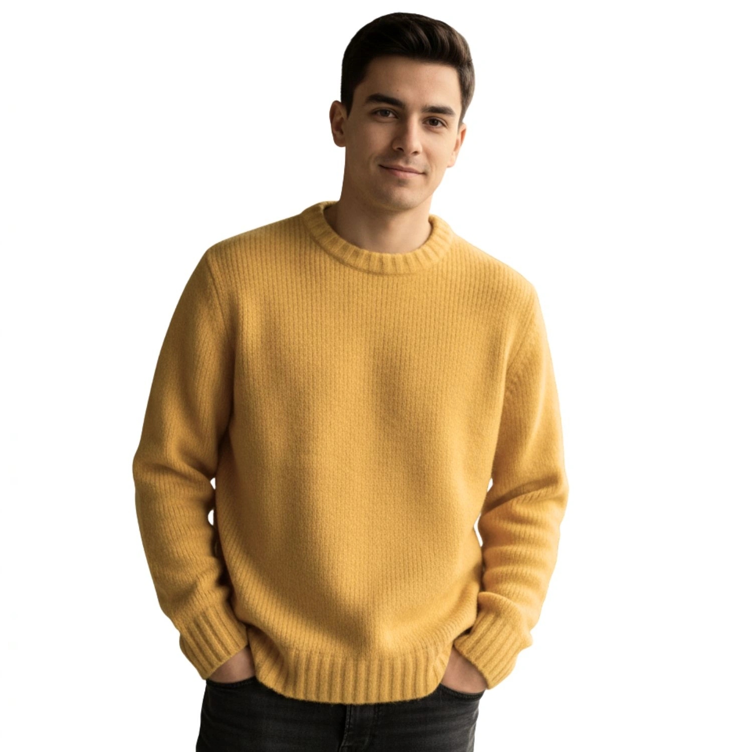 Pánský svetr Zara klasický vlněný, medově žlutý vel. M