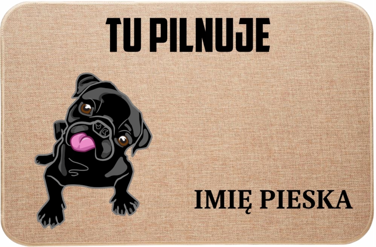 Lněná Vstupní Rohožka Tu Hlídá Jméno Francouzský Buldoček