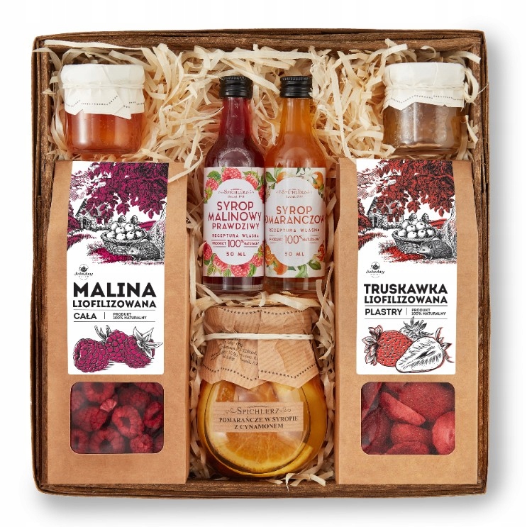 Box Truskawka I Malina duże kawałki syropy Konfitury pomarańcza
