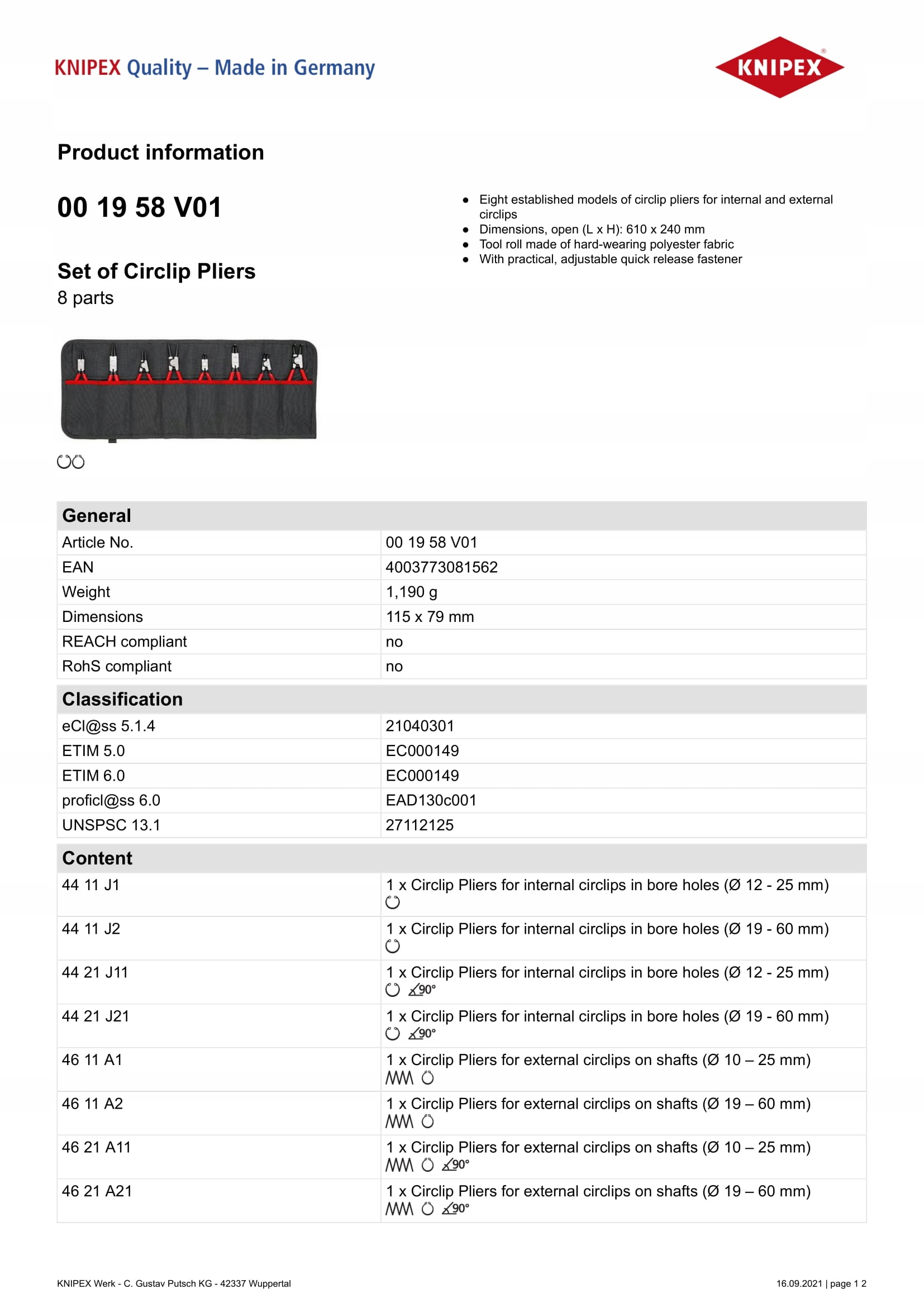 Sada Kleští Na Prsteny Segera 8 Kusů Vnitřní Vnější