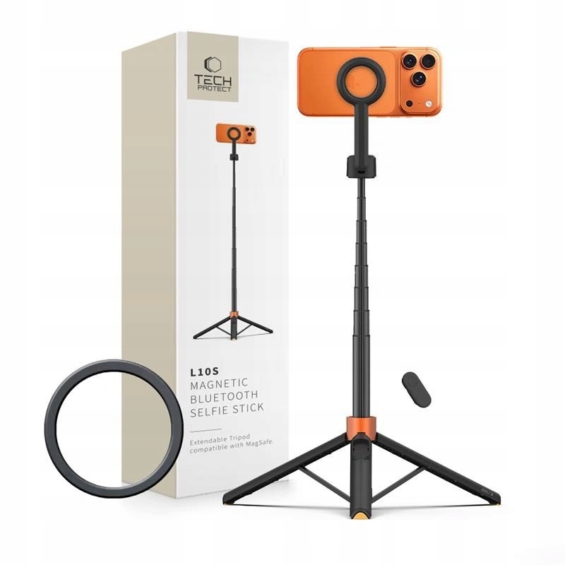 Selfie tyč Tech-Protect L10S Bluetooth Tripod černo-oranžová