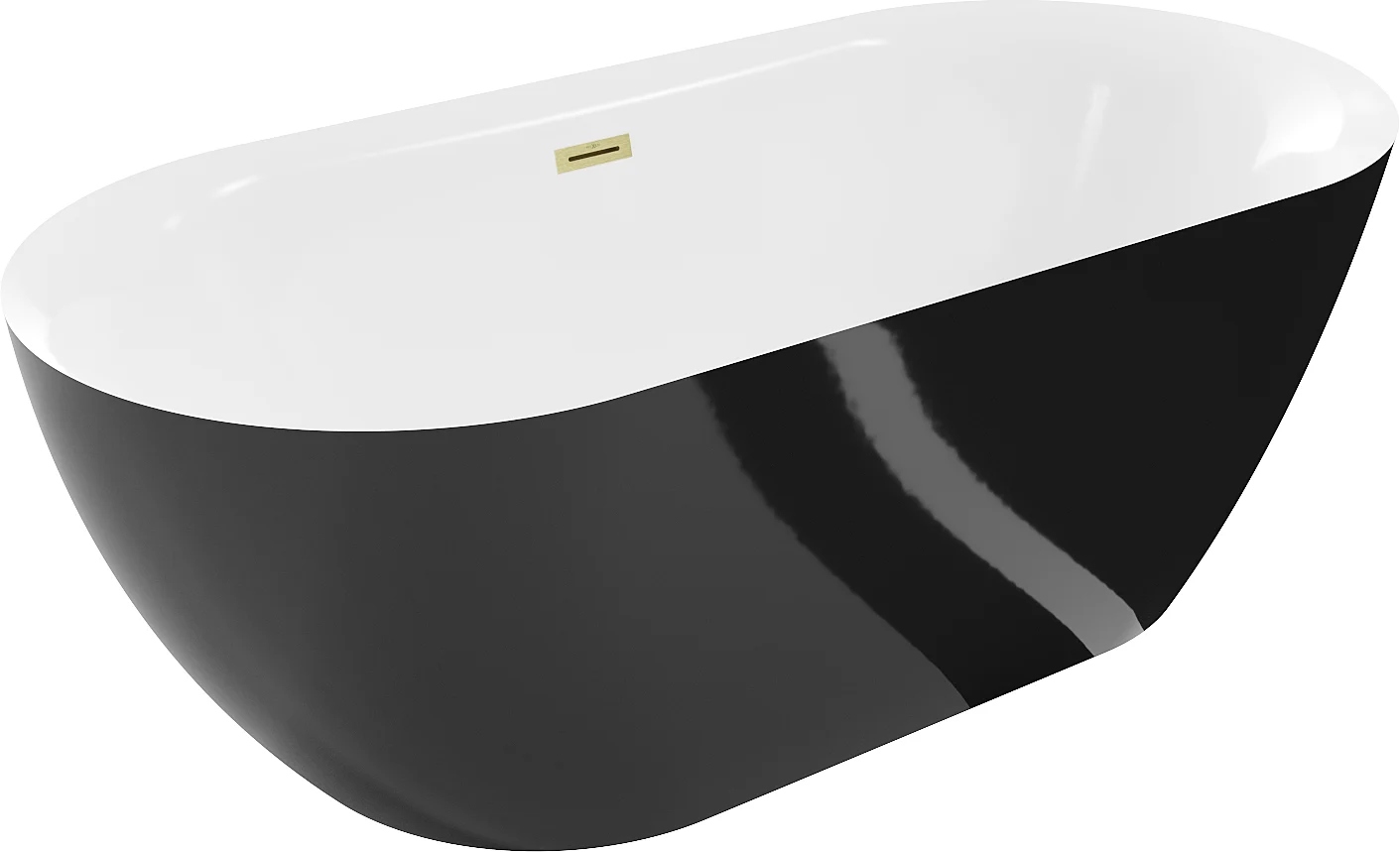 Wanna wolnostojąca 170x80 Mexen Roxy czarno biała złoty szczotkowany