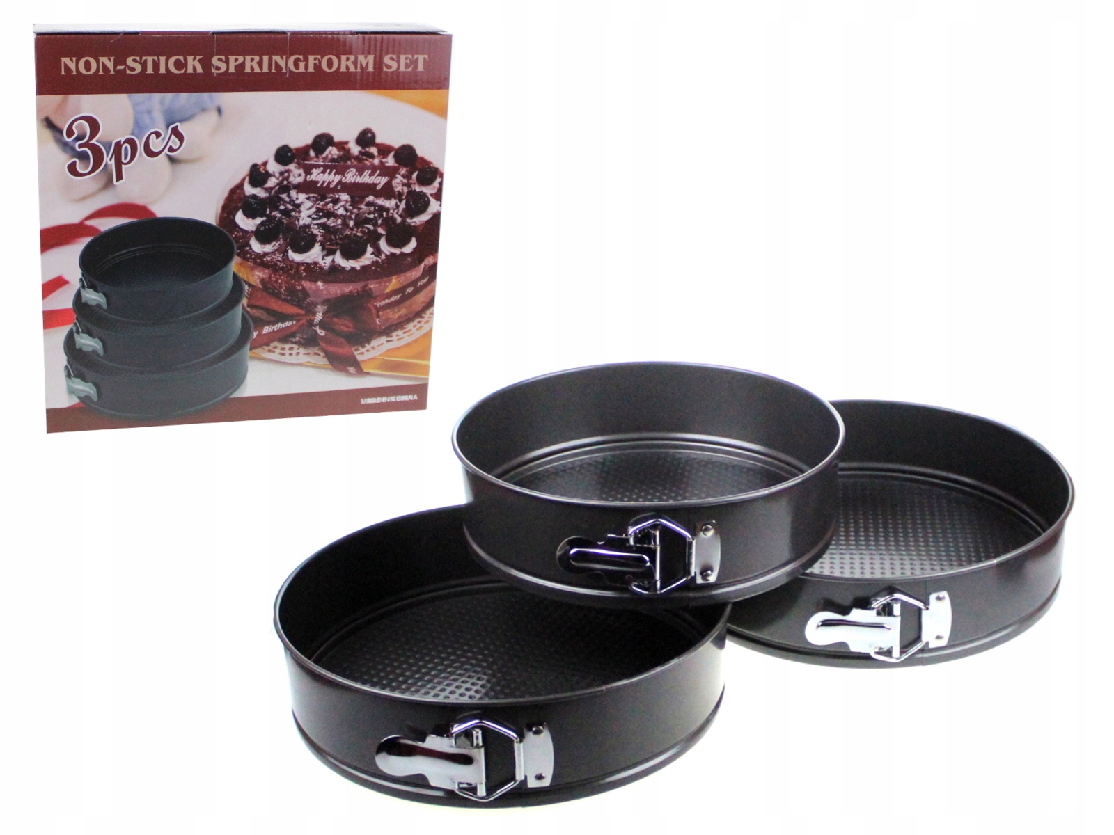 tortownice do pieczenia czarne 18, 20, 22 cm , 3szt. SN54591 — 2