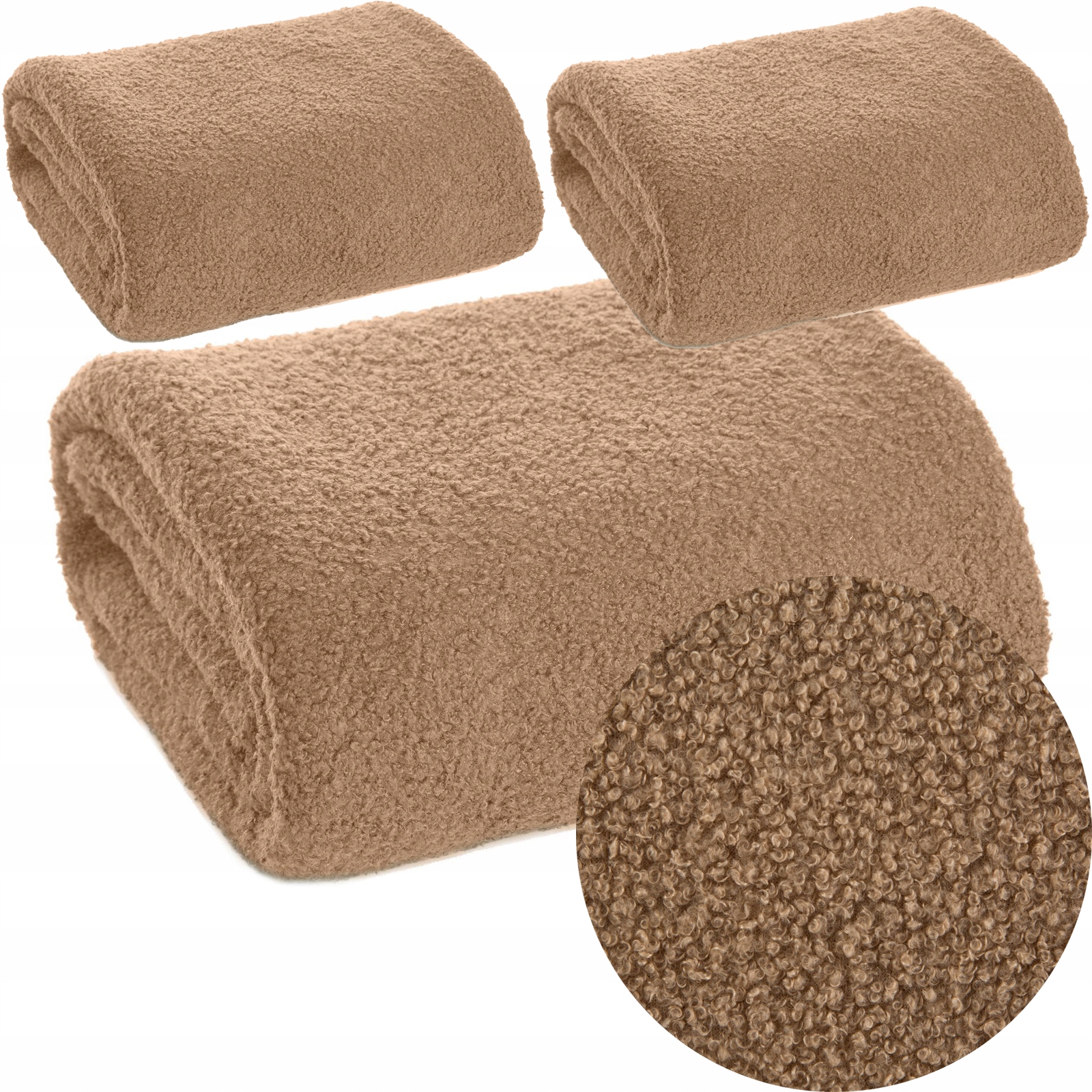 Zestaw koc narzuta na kanapę 170x210 + 2 fotele 70x160 beż