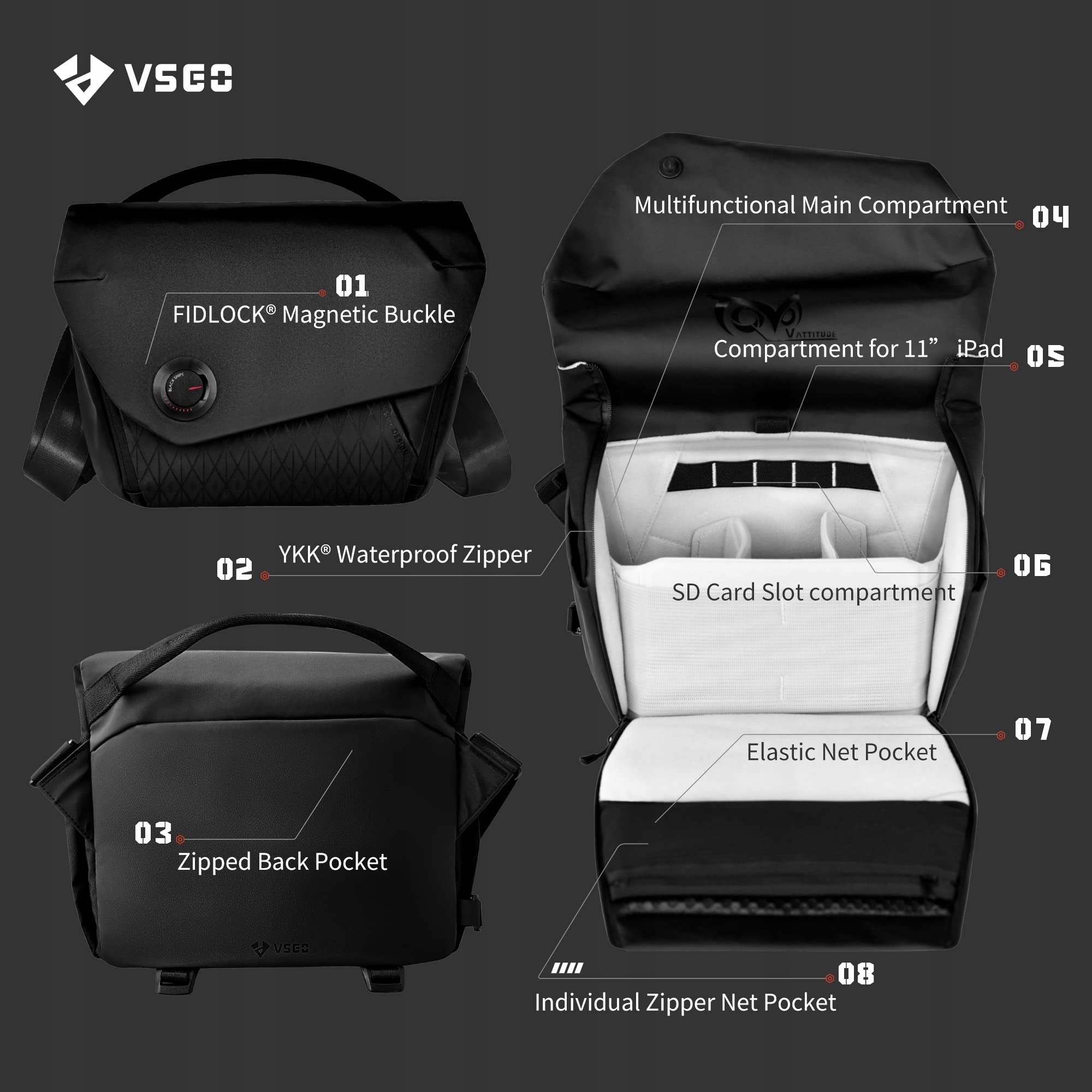 VSGO Profesjonalna Torba Na Aparat 6L Lustrzanka Cyfrowa Drony Sprzęt — miniatura 2