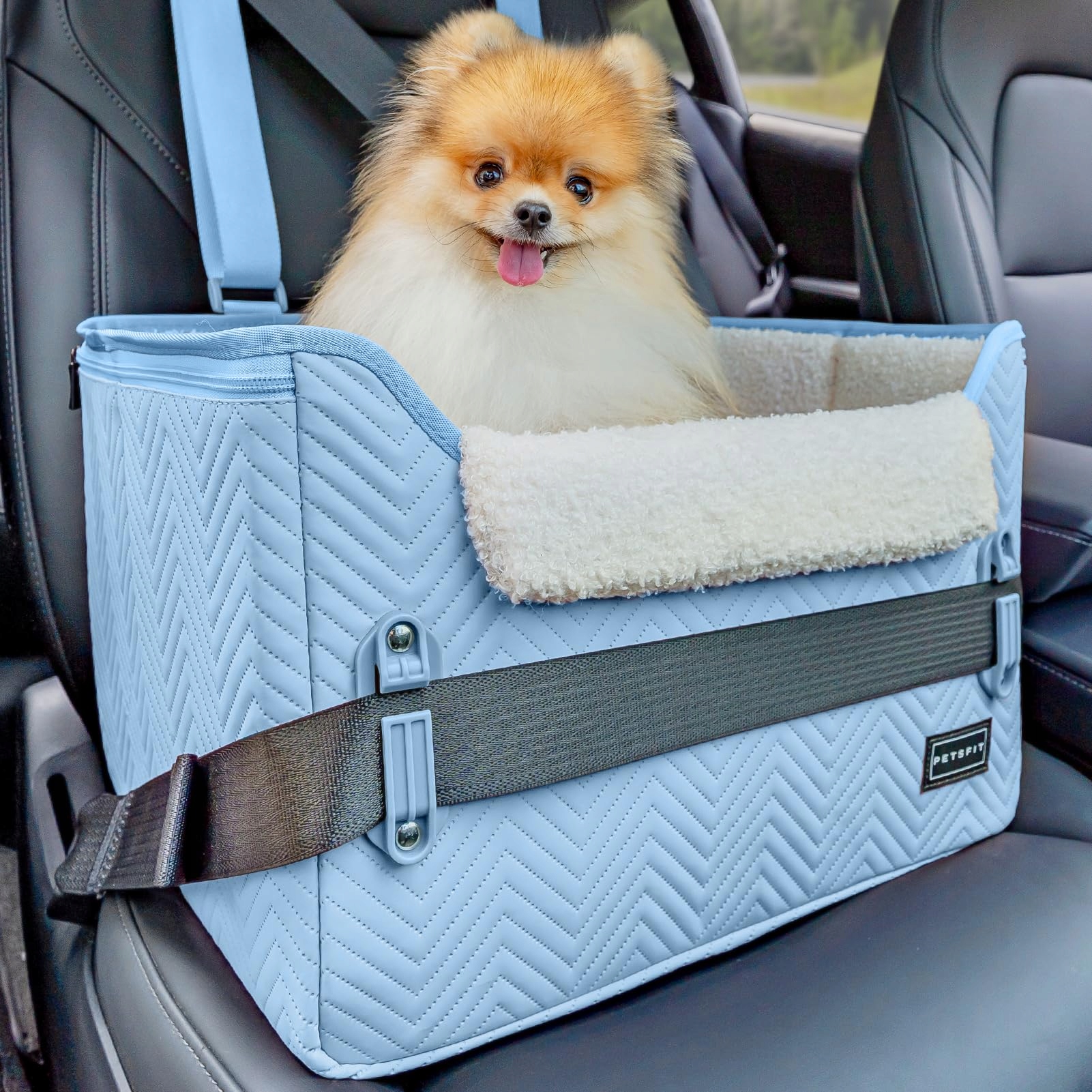 Petsfit Autosedačka pro malé psy do 8 kg kožená modrá