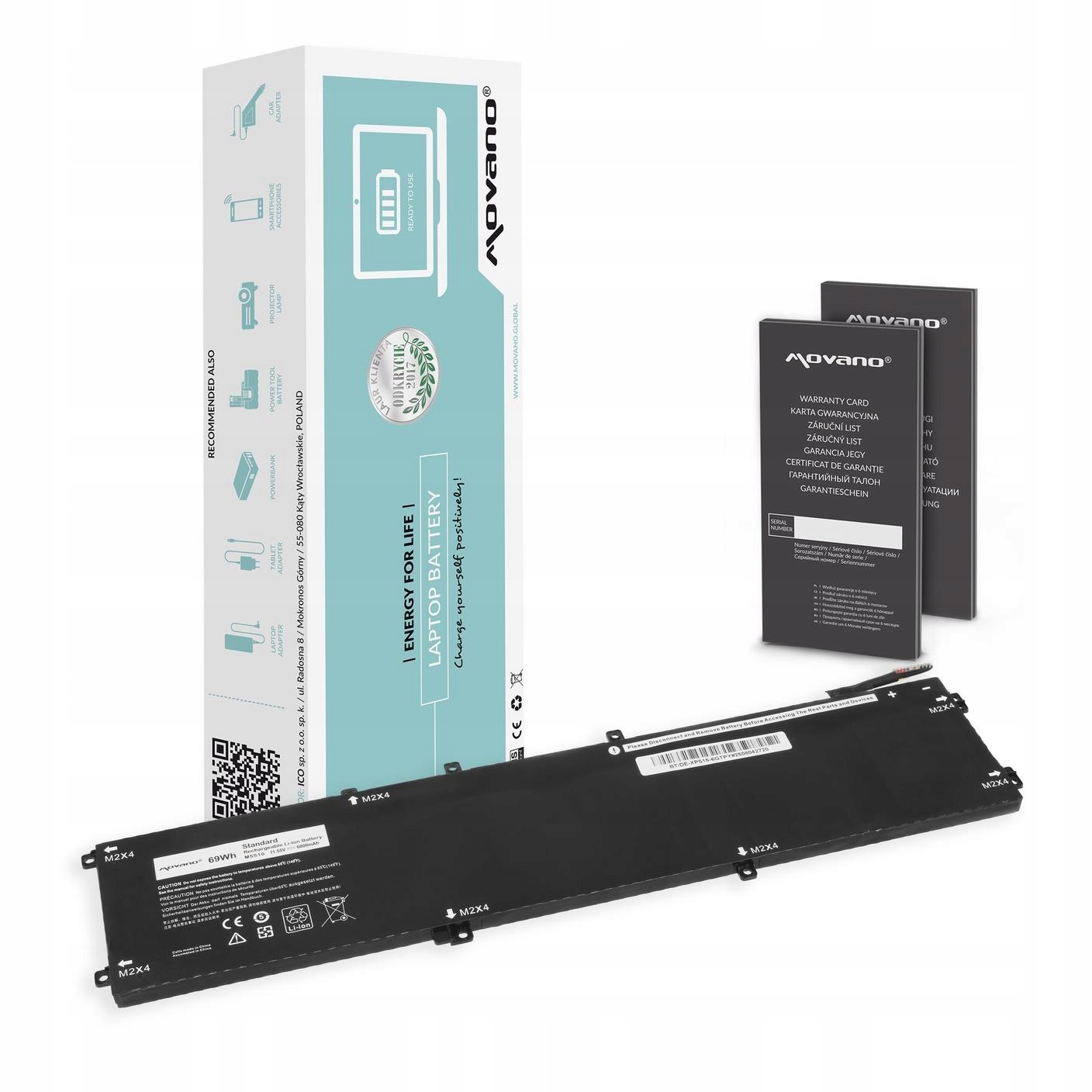 Movano Bateria 6GTPY do Dell XPS 15 9550 - 6000 mAh (69 Wh)