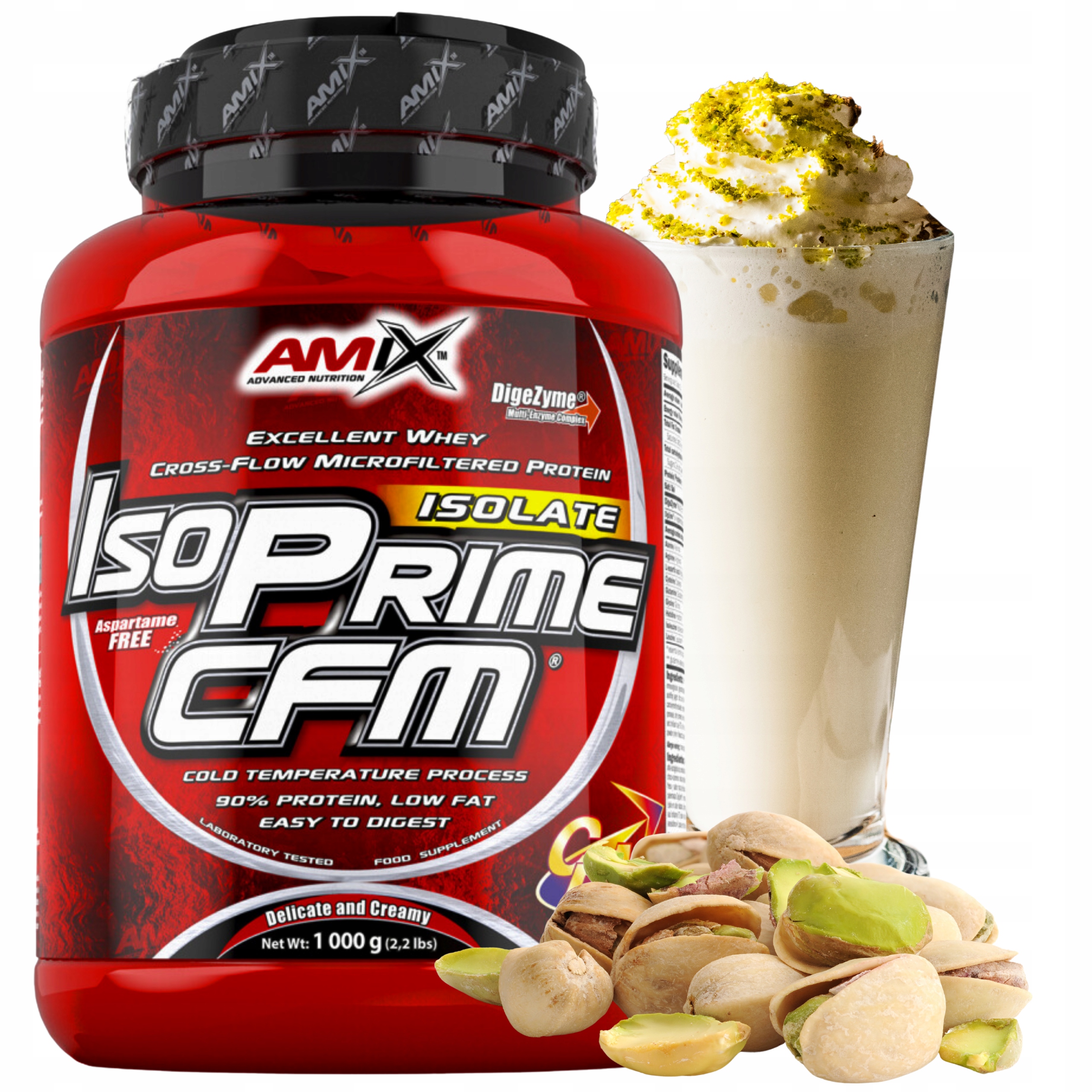 Amix Isoprime Cfm Wpi protein 1 kg Proteinový Izolát Pistácie pro hubnutí