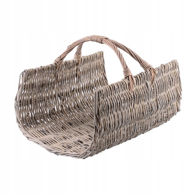 Šedý Proutěný Krbový Koš 43x34x24/34 cm