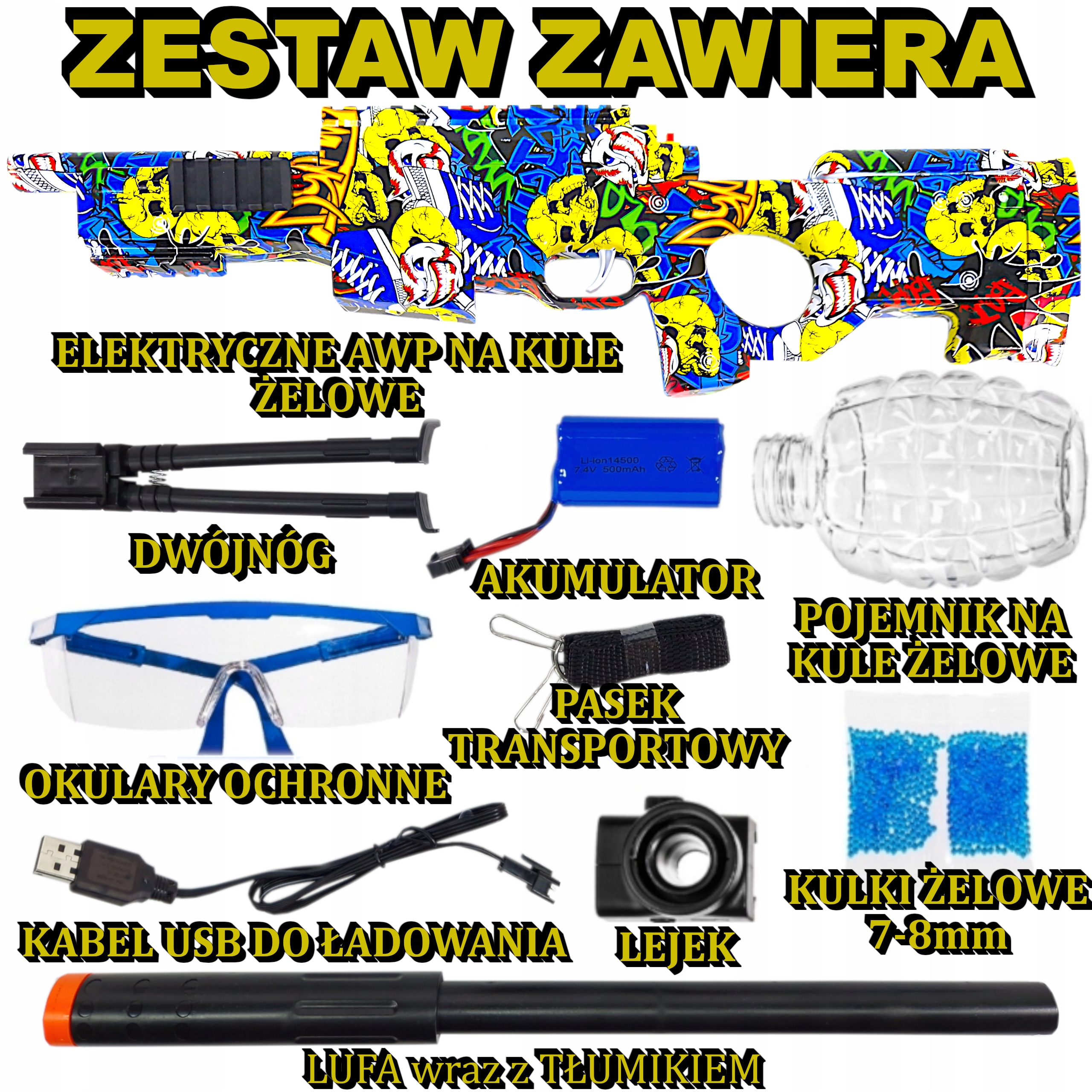 SNAJPERKA AWP AUTOMAT NA KULKI ŻELOWE WODNE ORBEEZ KARABIN CS2 ELEKTRYCZNY Seria SNAJPERKA AWP AUTOMATYCZNA ORBIZ CS2