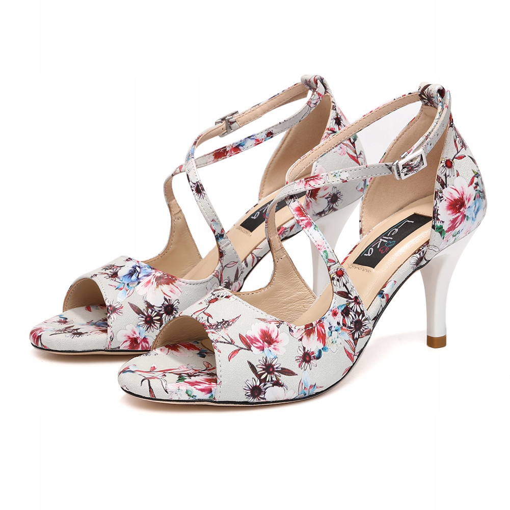Kožené Taneční Boty Tango Stylové Flower 7,5 cm, velikost 41