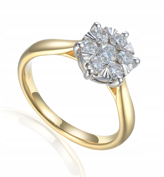 Złoty Zaręczynowy Pierścionek Brylanty 0.63ct