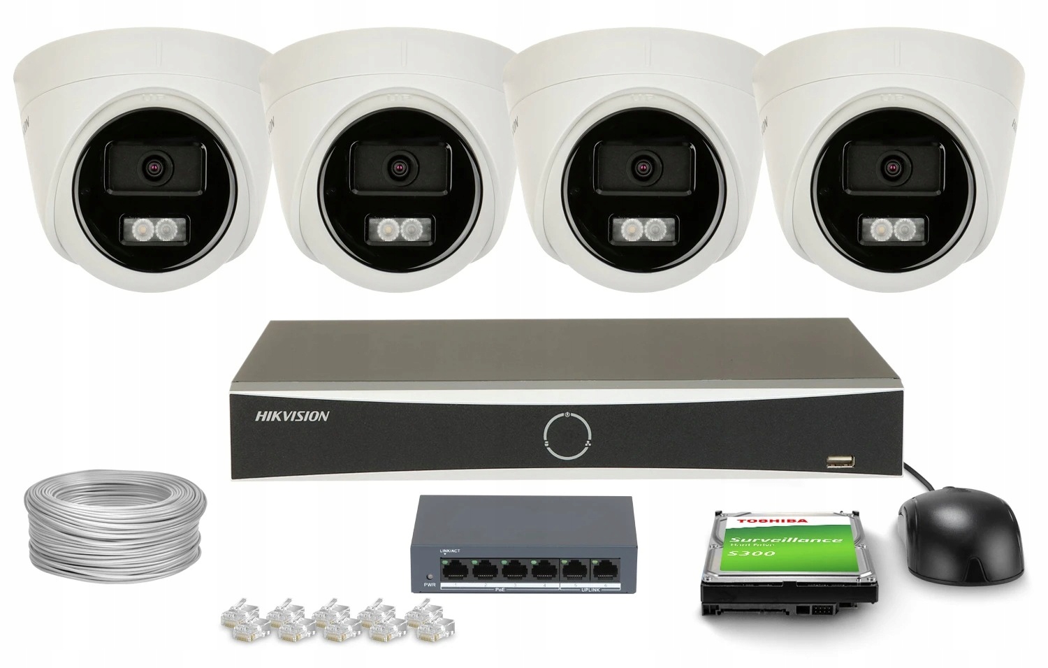 Sada na monitorovanie domu Ip 4x DS-2CD1343G2-LIU DS-7604NXI-K1(D) 4MPx IR30