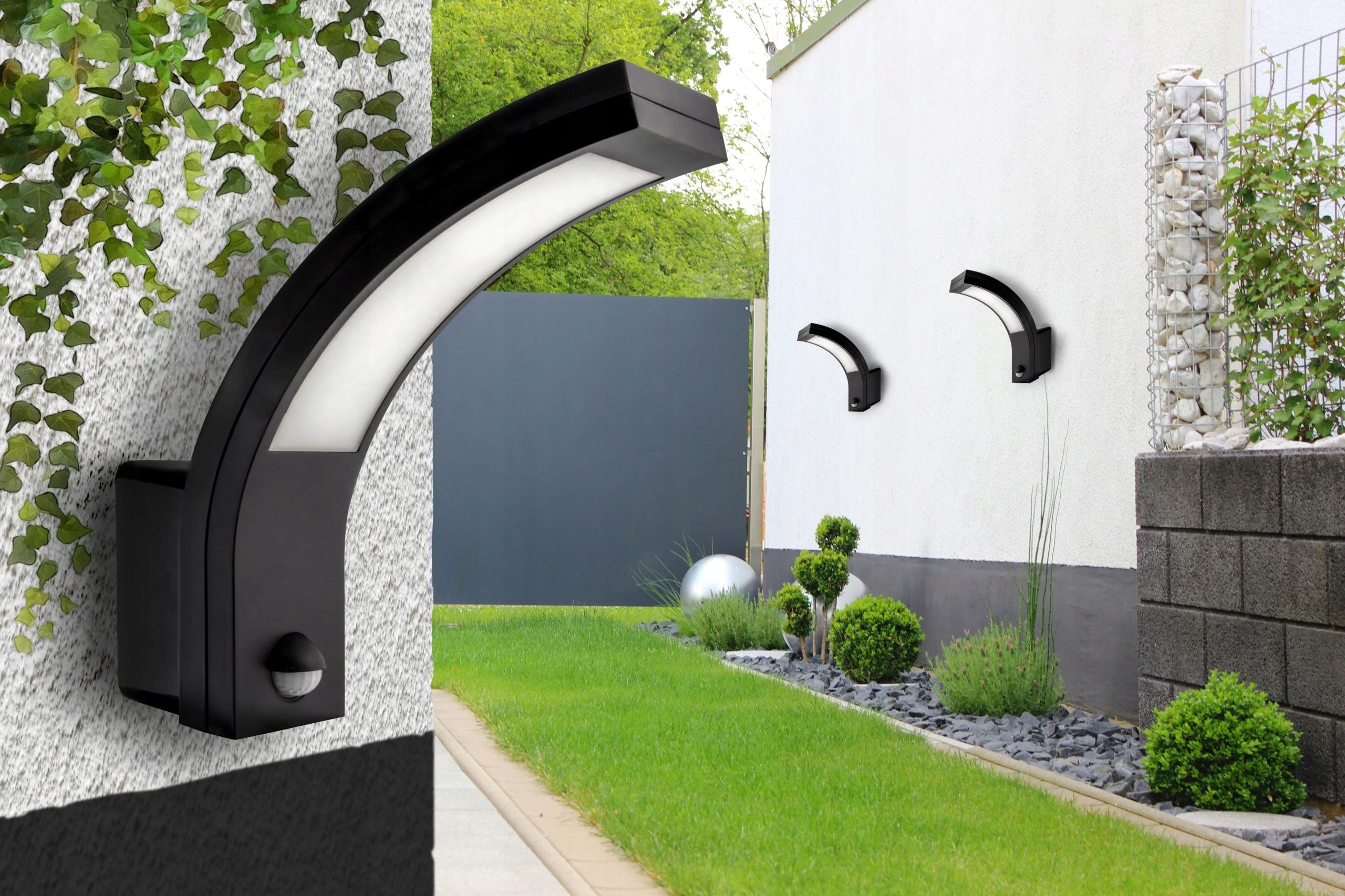 ZESTAW 2x Kinkiet zewnętrzny LED lampa CZUJNIK RUCHU ogrodowa elewacyjna Głębokość produktu 18.1 cm