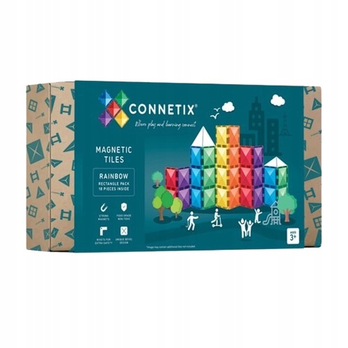 Connetix Rainbow Rectangle Pack Klocki Magnetyczne Konstrukcyjne 18 El