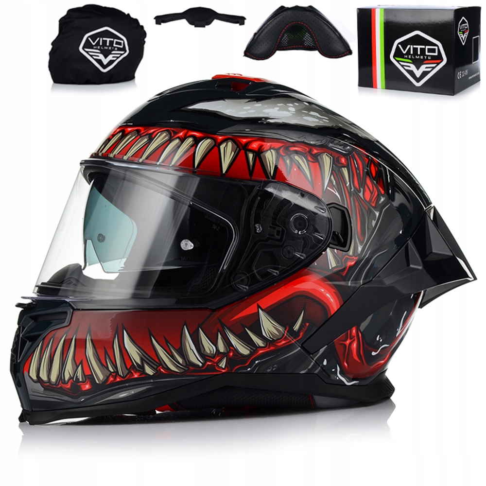 Motocyklová Přilba Vito Presto Aero Monster Venom System Pinlock Blenda