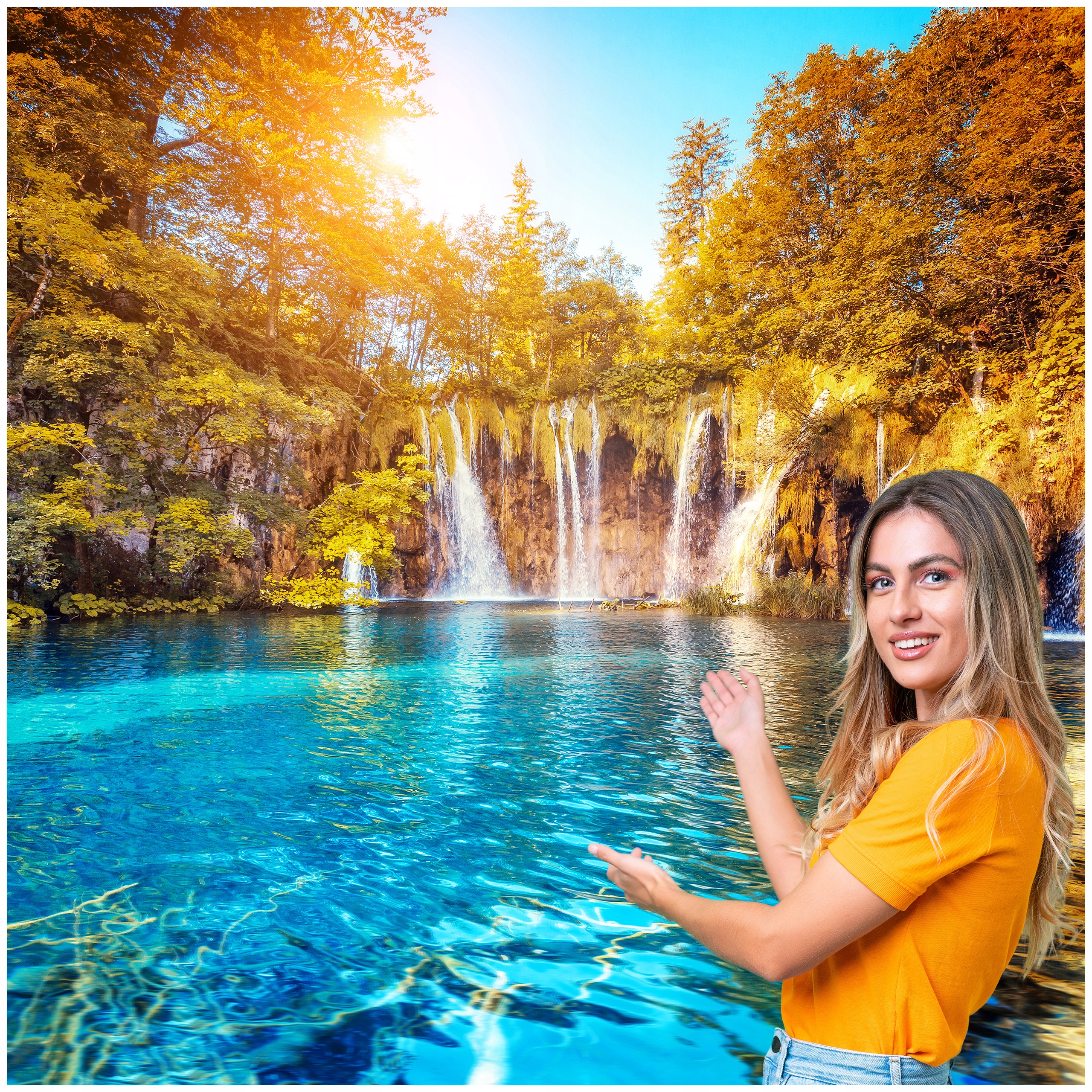 3D fototapeta Salon Spálňa Vodopád Les Príroda Krajina 490x260 WLNK03F