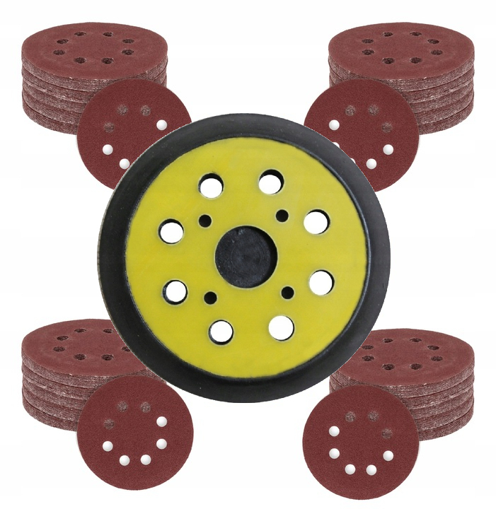 Krążki Ścierne Na Rzep 125mm 8 Otworów 200szt+ Talerz Do Szlifierki