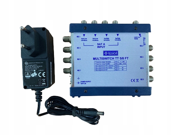 Multiswitch końcowy Telmor TT5/8FT zasilacz