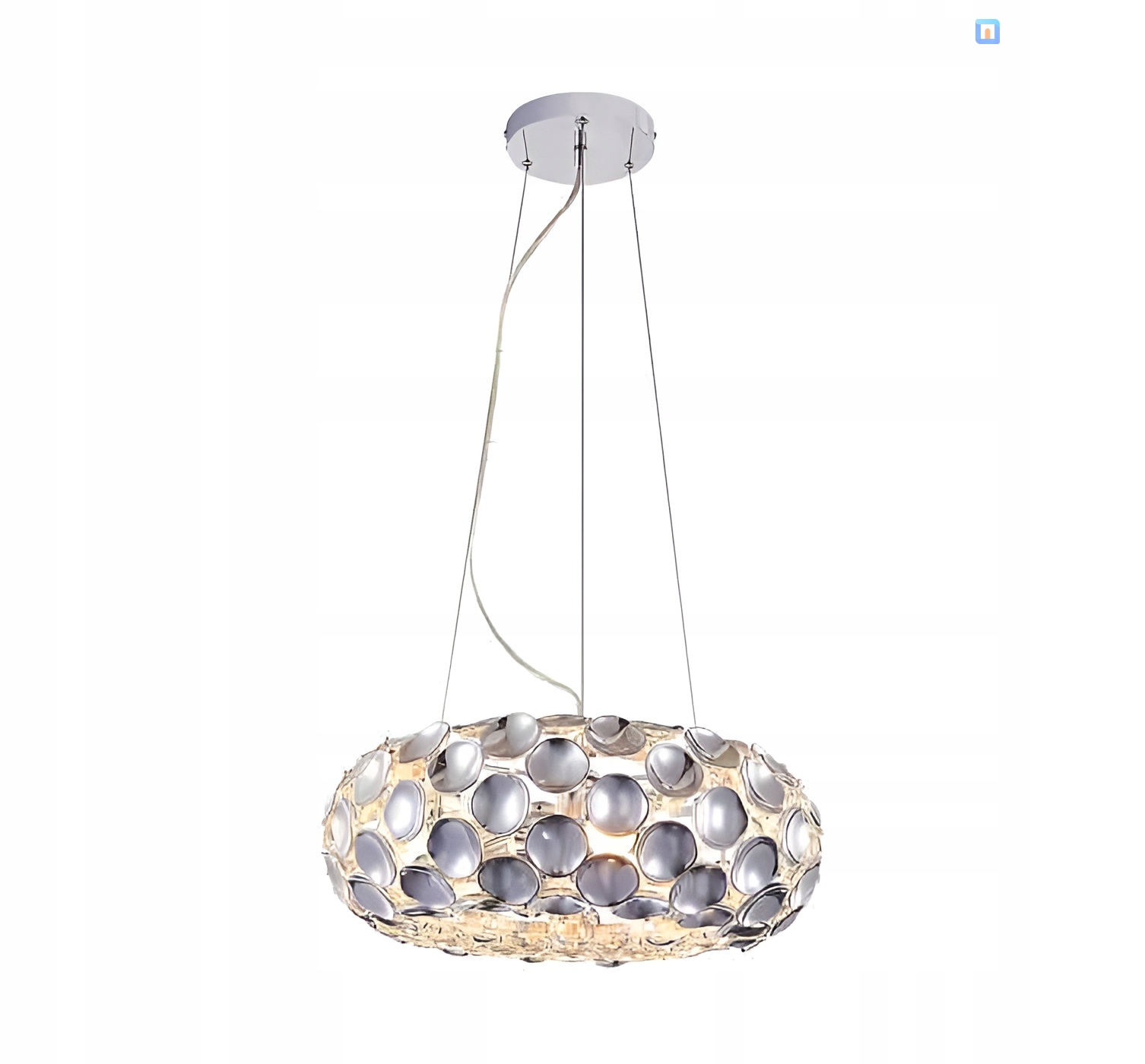 Lesklá lampa vo forme širokého kruhu s chrómovanými prvkami Ontario