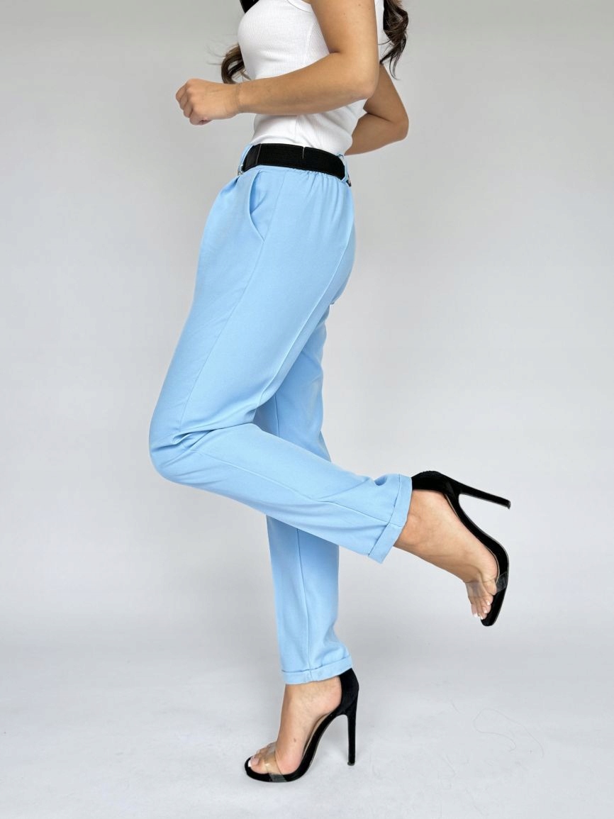 SPODNIE DAMSKIE ELEGANCKIE CYGARETKI KOBIECE MODNE 48/50 4XL/5XL BABY BLUE Fason cygaretki