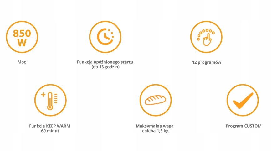 Wypiekacz do chleba Eta 1,5kg 12 programów 850W Marka ETA