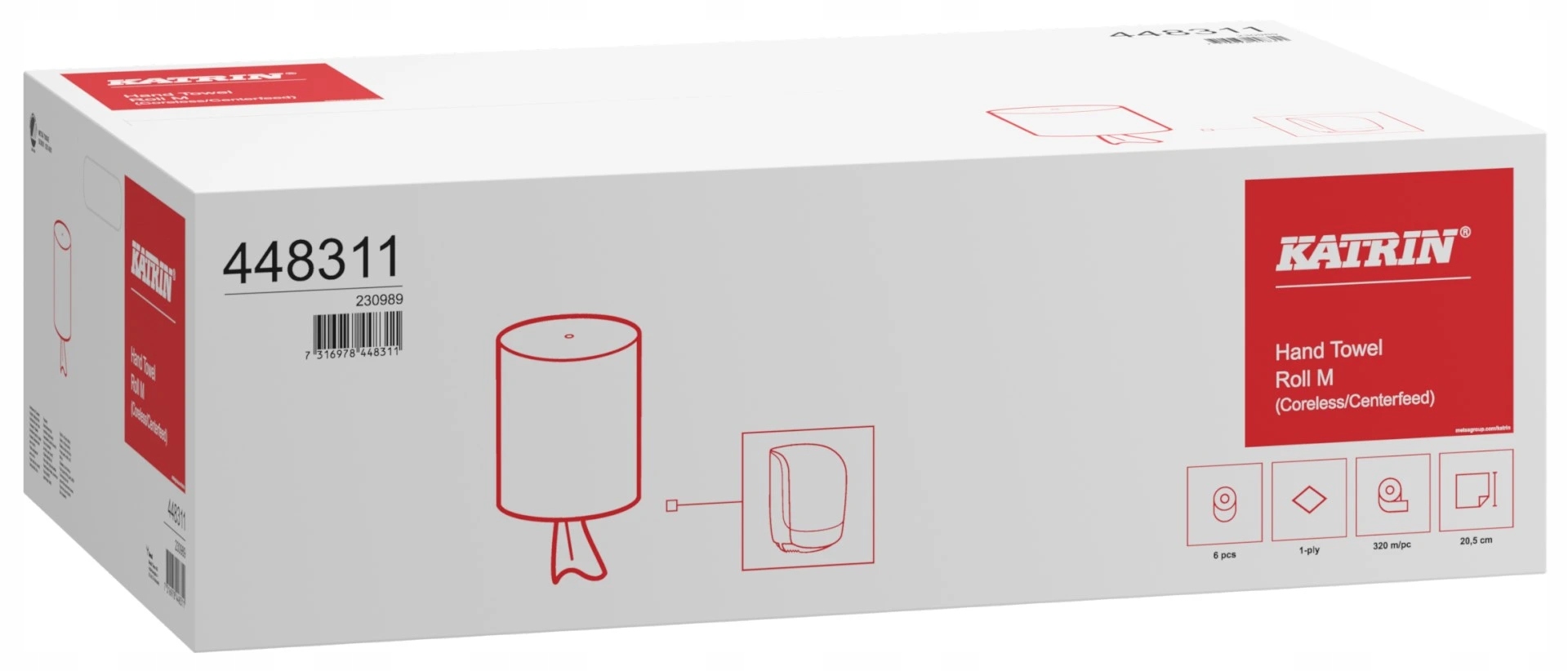 Levně Ručník papírový, v roli Katrin Classic M, 1 vrstva, bílý, 1 x 6 rolí