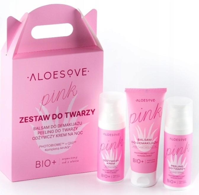 Aloesove Pink sada odličovacích balzámů, 75 ml pleťový peeling, 50 ml