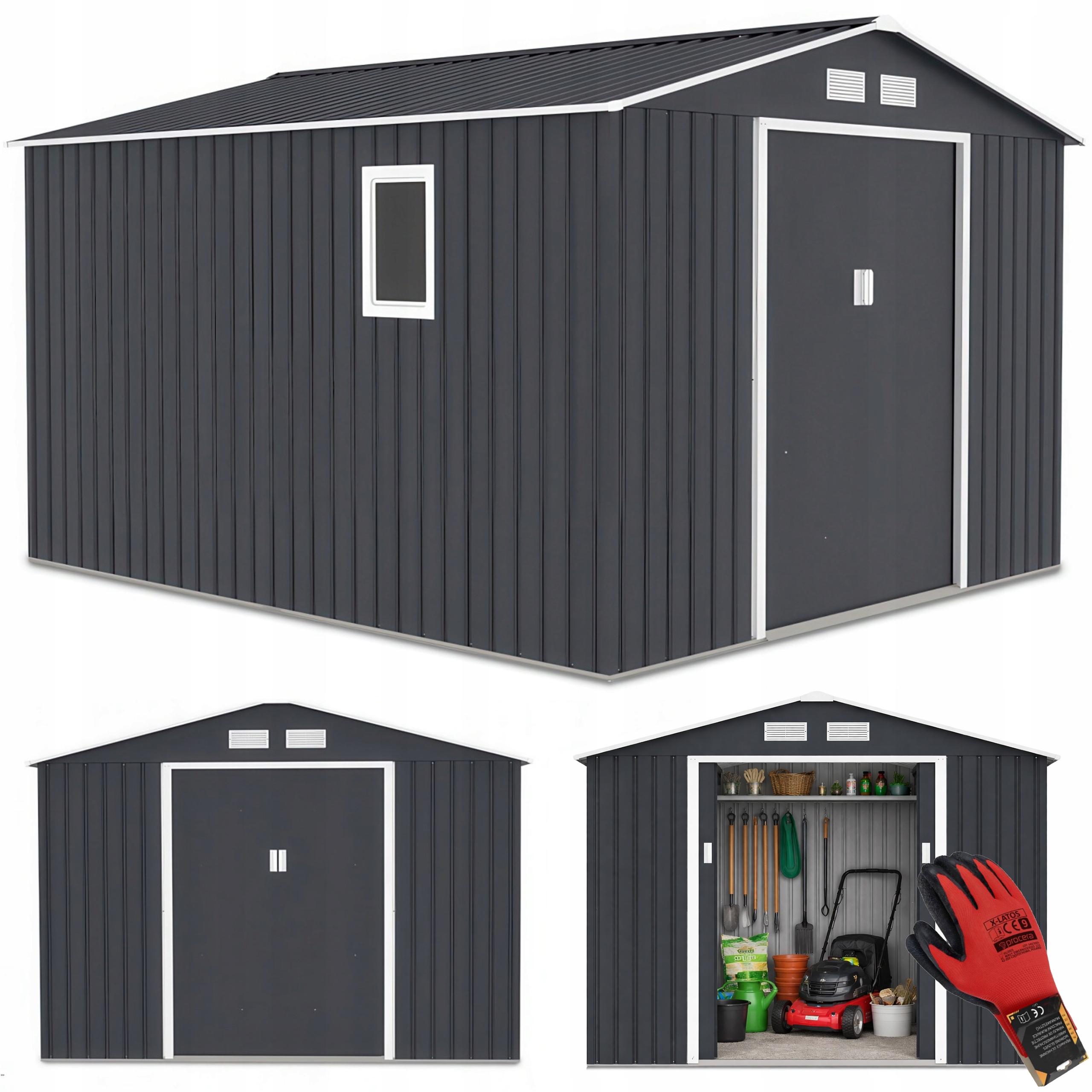 Zahradní domek na nářadí Kovový Hudson 319x277 cm Robustní Kůlna Garáž