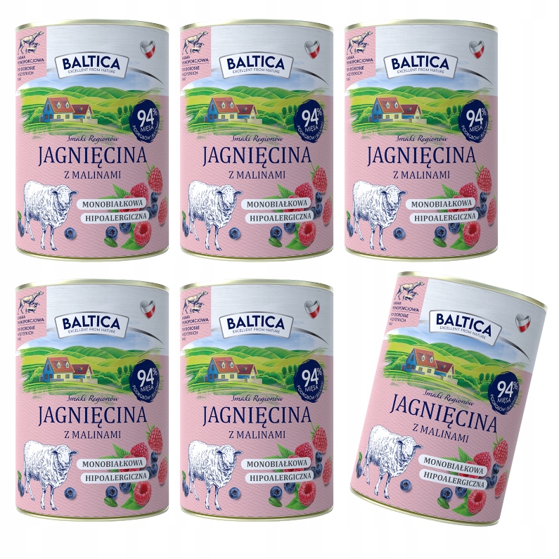 Baltica Jagnięcina Z Malinami 6X400 monobiałkowa hypoalergiczna karma mokra