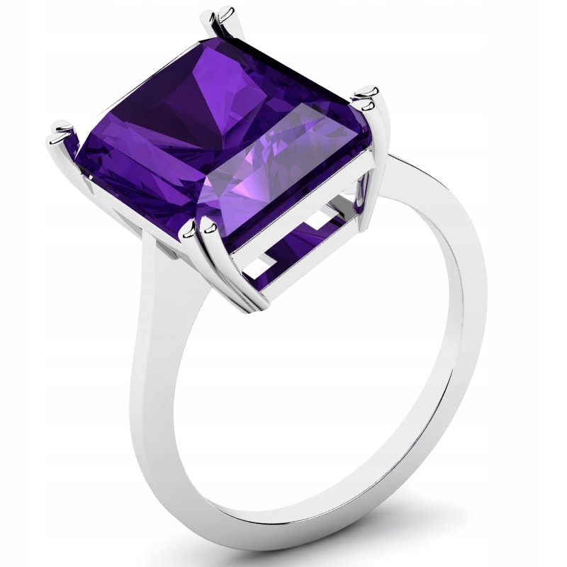 

Pierścionek Z Białego Złota Z Fioletową Cyrkonią