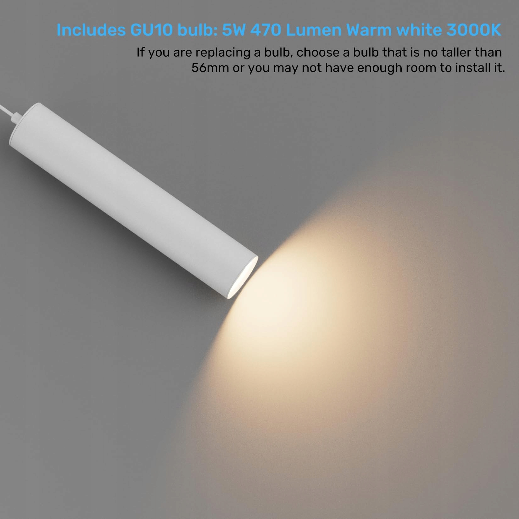 KLIGHTEN Lampa Wisząca GU10 LED 5W 470LM Regulowana do Kuchni i Salonu — miniatura 4