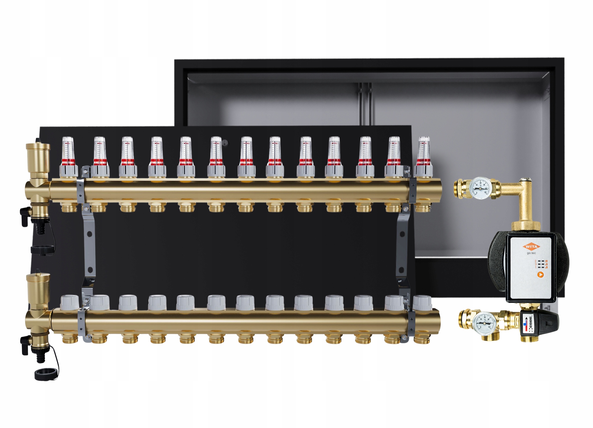 Rozdělovač pro podlahu 13 okruhů s Wita skupinou podomítkový box
