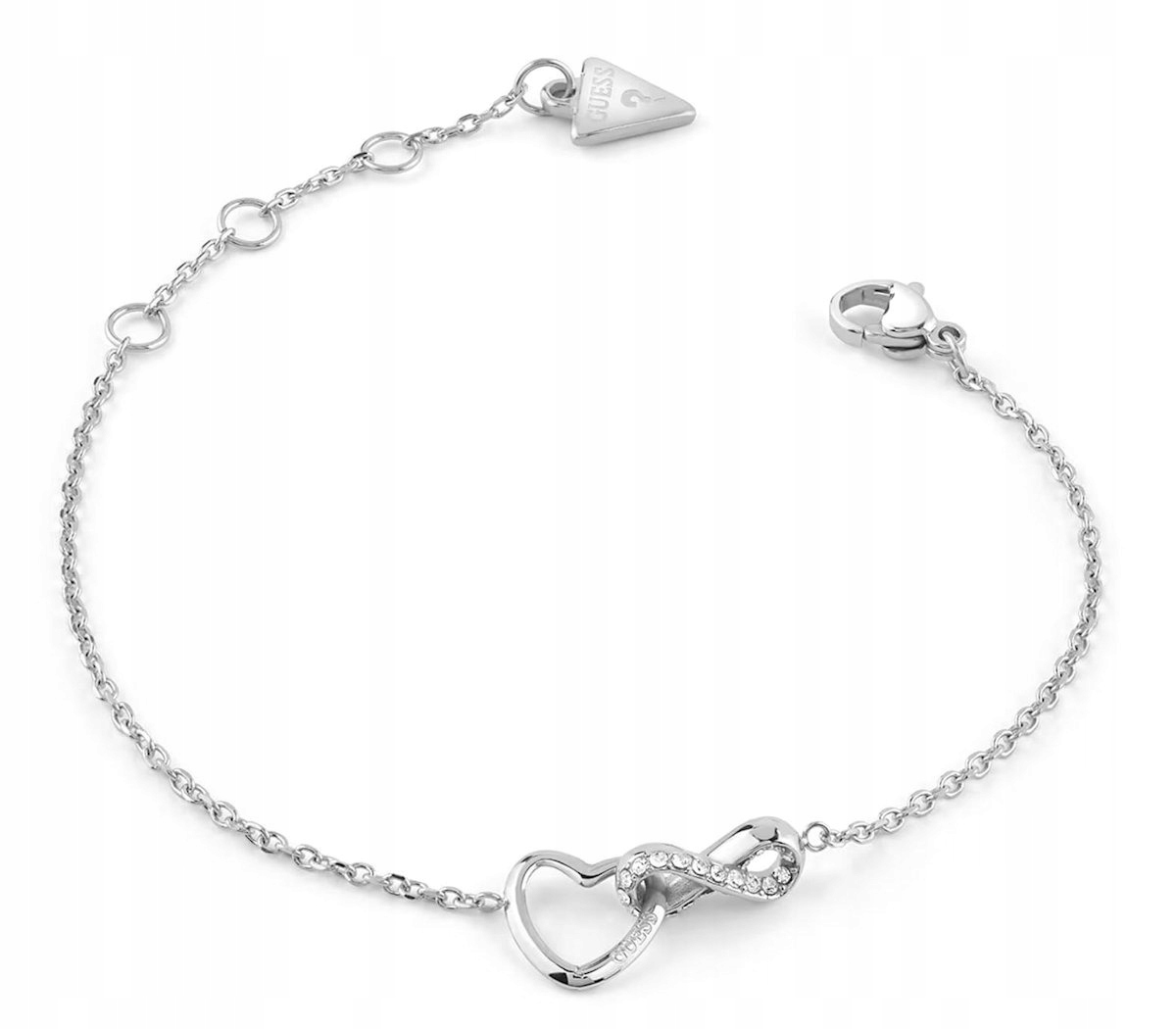 Stříbrný Dámský Náramek Guess Srdce Nekonečno JUBB05531JW-RH-S