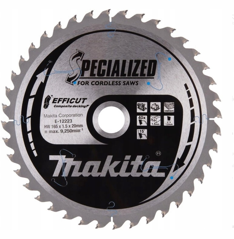 Makita E-12223 Kotouč na dřevo 165x1,5x20 mm 40 zubů