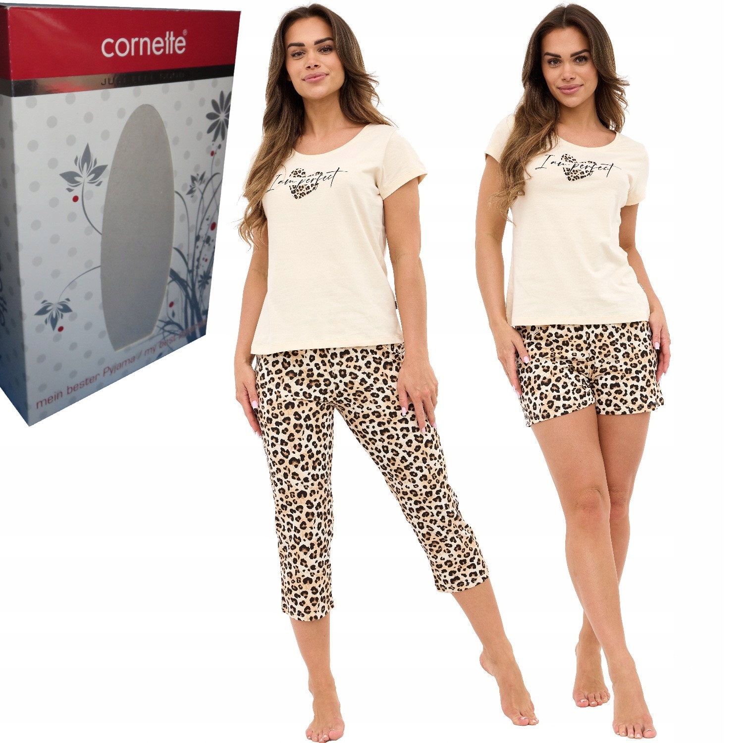 Cornette dámské pyžamo bavlna 665/454 I Am Perfect 2 béžová 3-dílná M