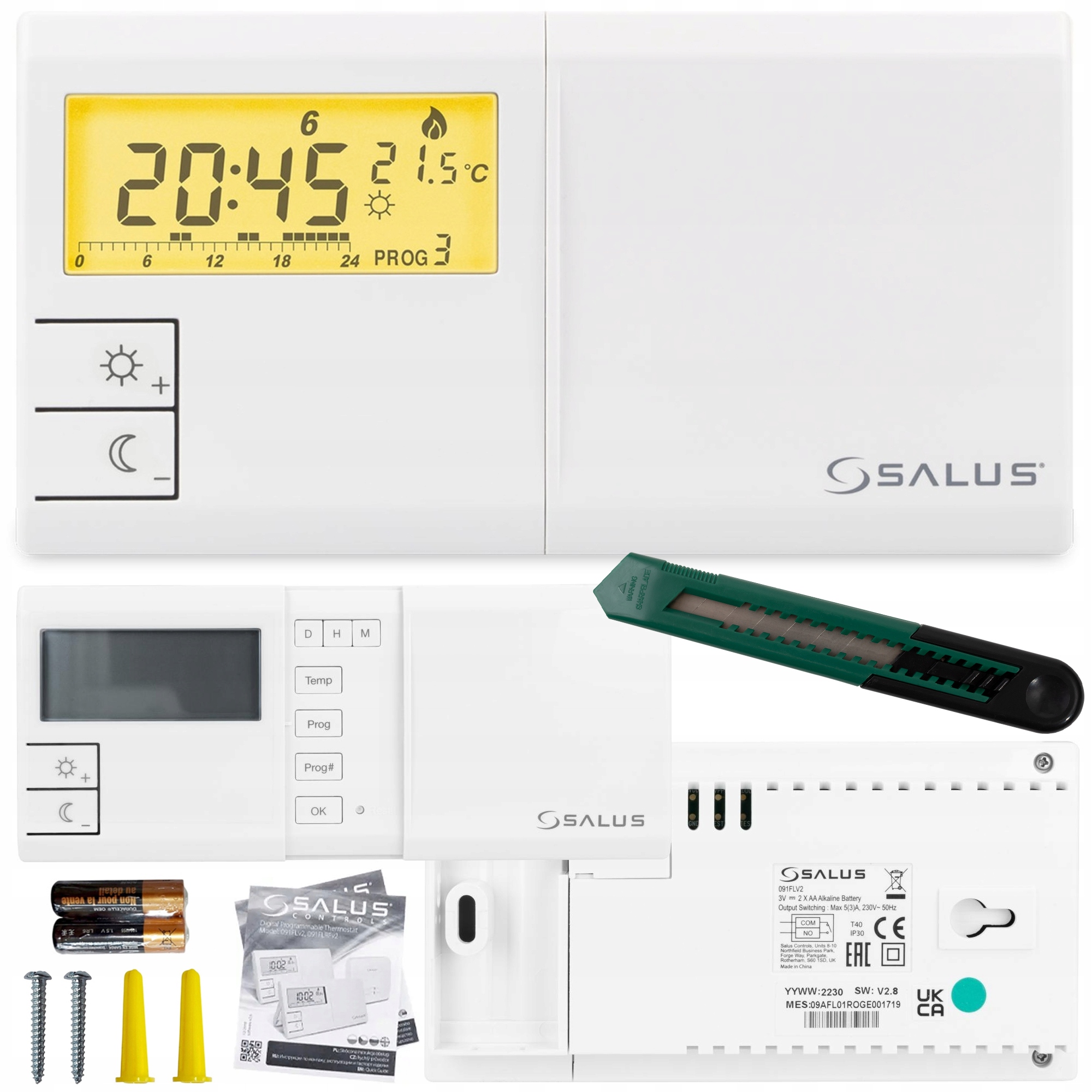 Drátový Regulátor Salus 091FLV2 S Programovatelným Regulátorem Pro Kotel Pece