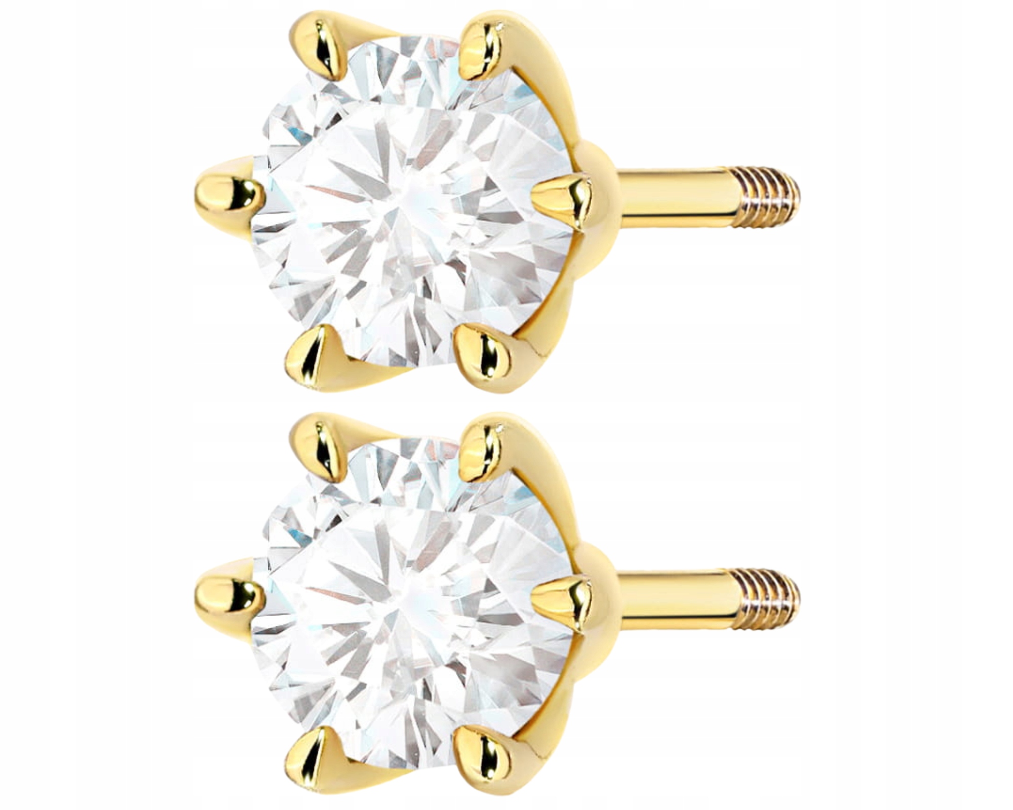 Zlaté Náušnice S Diamanty, Šroubovací Pízátek, Zlato 585, Jako Gravírování Dárek