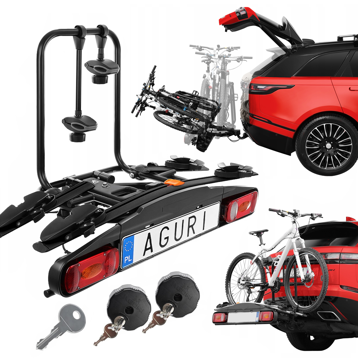 BAGAŻNIK ROWEROWY NA HAK Aguri Active Bike 2 rowery UCHYLANY BLACK 13-PIN