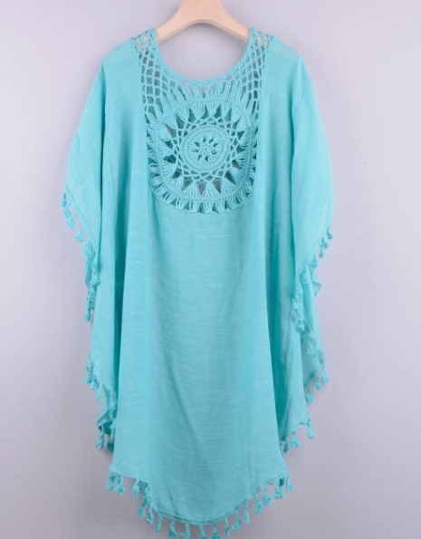 TUNIKA BOHO NA PLAŻĘ ZWIEWNA LUŹNA NARZUTKA PAREO Materiał dominujący inny