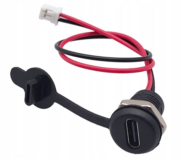 Gniazdo USB C tablicowe panelowe czarne PH2.0 2pin