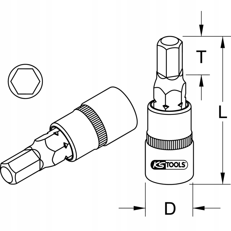 KS Tools 1" nasadka 6-kąt. z bitem, 22 mm Marka KS Tools